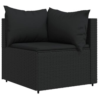 Tuinhoekbanken met kussens 2 st poly rattan zwart