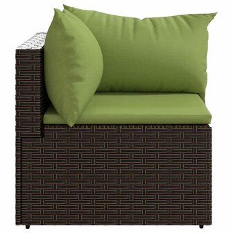 Tuinhoekbanken met kussens 2 st poly rattan bruin