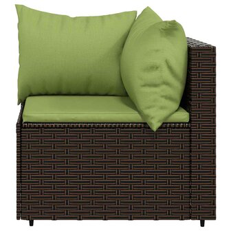 Tuinhoekbanken met kussens 2 st poly rattan bruin