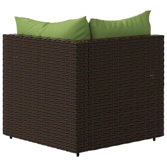 Tuinhoekbanken met kussens 2 st poly rattan bruin