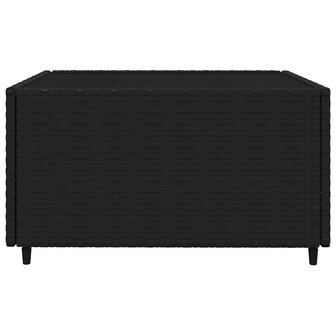 4-delige Loungeset met kussens poly rattan zwart