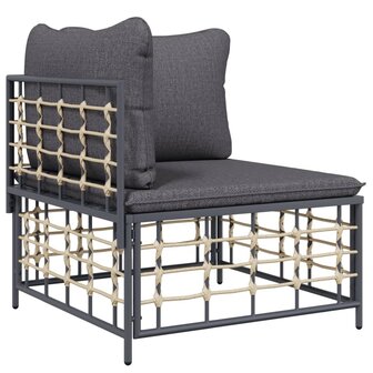 3-delige Loungeset met kussens poly rattan antracietkleurig