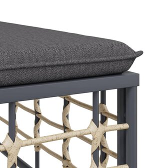 3-delige Loungeset met kussens poly rattan antracietkleurig