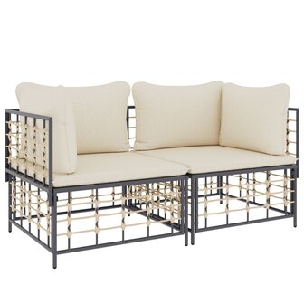 Hoekbanken sectioneel met kussens 2 st poly rattan
