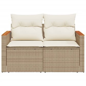 Tuinbank 2-zits met kussens poly rattan beige