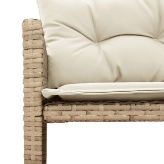 Tuinbank met tafel en kussens L-vormig poly rattan beige