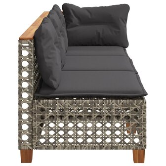 Tuinbank 3-zits met kussens poly rattan grijs