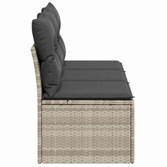 Tuinbank 3-zits met kussens poly rattan lichtgrijs