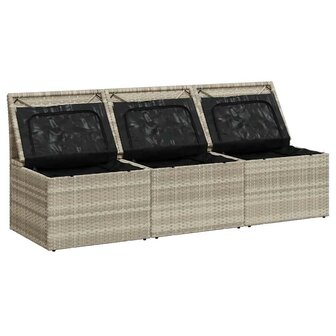 Tuinbank 3-zits met kussens poly rattan lichtgrijs