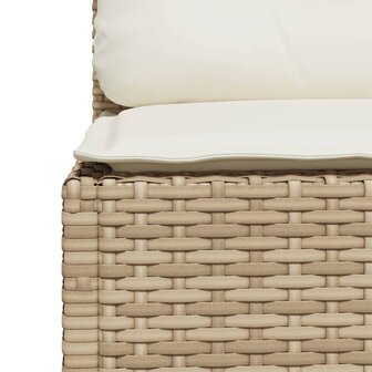 Tuinbank 3-zits met kussens poly rattan beige