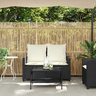 Tuinbank 2-zits met kussens &amp; tafel poly rattan zwart