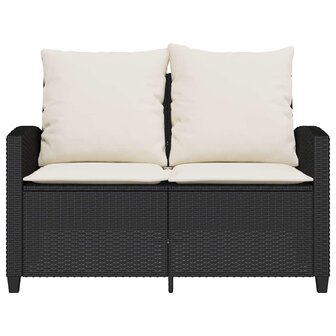 Tuinbank 2-zits met kussens &amp; tafel poly rattan zwart