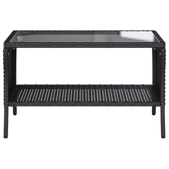 Tuinbank 2-zits met kussens &amp; tafel poly rattan zwart