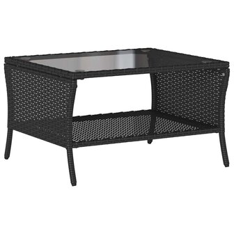 Tuinbank 2-zits met kussens &amp; tafel poly rattan zwart