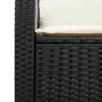 Tuinbank 2-zits met kussens &amp; tafel poly rattan zwart