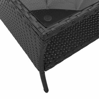 Tuinbank 2-zits met kussens &amp; tafel poly rattan zwart