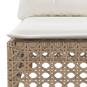 Tuinbank 3-zits met kussens poly rattan beige