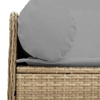 Tuinbank 3-zits met kussens poly rattan beige