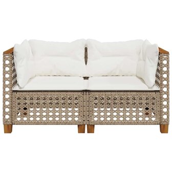Tuinbanken 2 st met kussens poly rattan beige