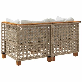Tuinbanken 2 st met kussens poly rattan beige