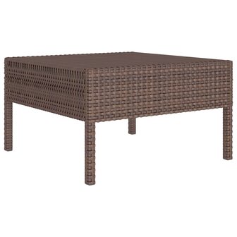 6-delige Loungeset met kussens poly rattan bruin