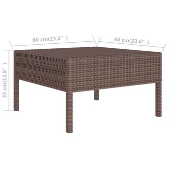 6-delige Loungeset met kussens poly rattan bruin