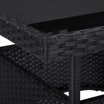 5-delige Tuinset poly rattan en acaciahout zwart