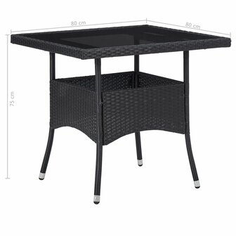5-delige Tuinset poly rattan en acaciahout zwart