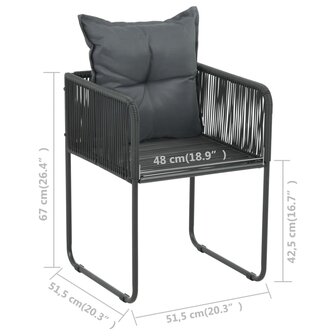 3-delige Tuinset PVC-rattan zwart en bruin