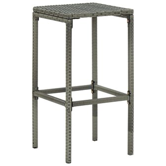 7-delige Tuinbarset met kussens poly rattan grijs