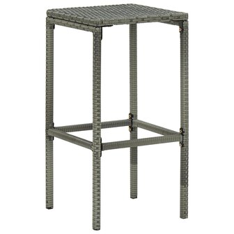 7-delige Tuinbarset met kussens poly rattan grijs