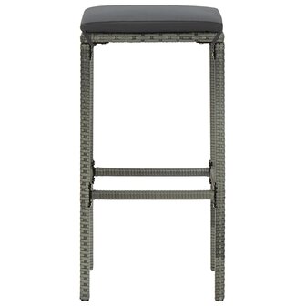 7-delige Tuinbarset met kussens poly rattan grijs