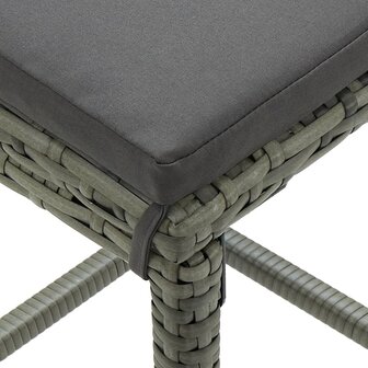 7-delige Tuinbarset met kussens poly rattan grijs