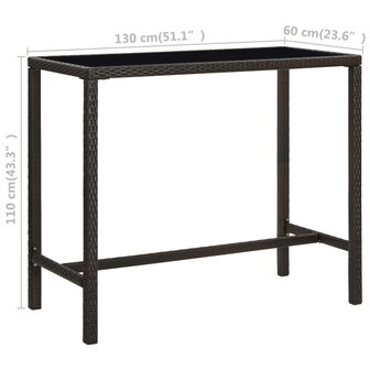 7-delige Tuinbarset met kussens poly rattan bruin