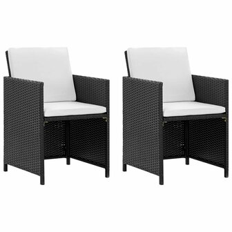 5-delige Tuinset met kussens poly rattan zwart