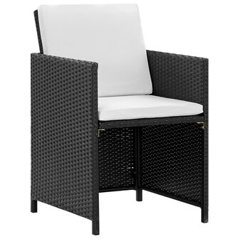 5-delige Tuinset met kussens poly rattan zwart