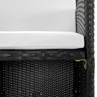 5-delige Tuinset met kussens poly rattan zwart