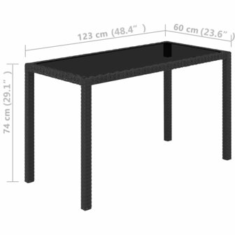 5-delige Tuinset met kussens poly rattan zwart