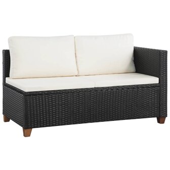 4-delige Loungeset met kussens poly rattan zwart