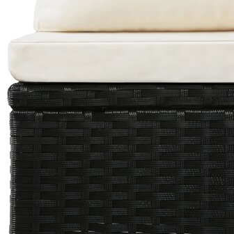 4-delige Loungeset met kussens poly rattan zwart