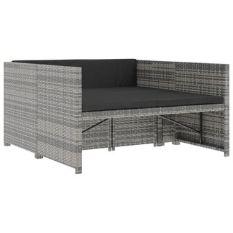 5-delige Loungeset met kussens poly rattan grijs