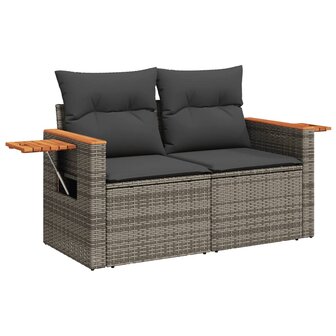 5-delige Loungeset met kussens poly rattan grijs