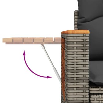 5-delige Loungeset met kussens poly rattan grijs