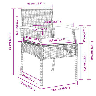 5-delige Tuinset met kussens poly rattan grijs