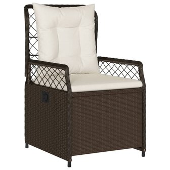 3-delige Tuinset met kussens poly rattan bruin