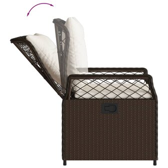 3-delige Tuinset met kussens poly rattan bruin