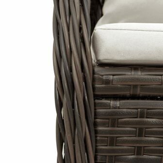 3-delige Tuinset met kussens poly rattan bruin