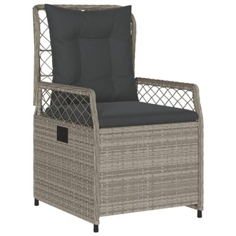 3-delige Tuinset met kussens poly rattan lichtgrijs