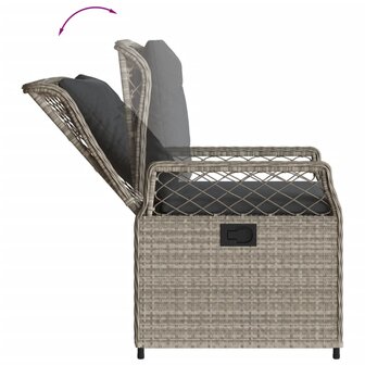 3-delige Tuinset met kussens poly rattan lichtgrijs