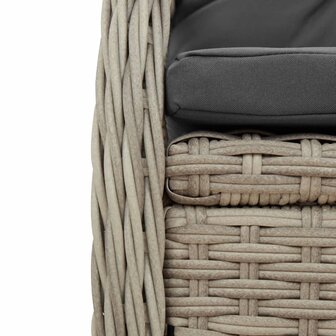 3-delige Tuinset met kussens poly rattan lichtgrijs